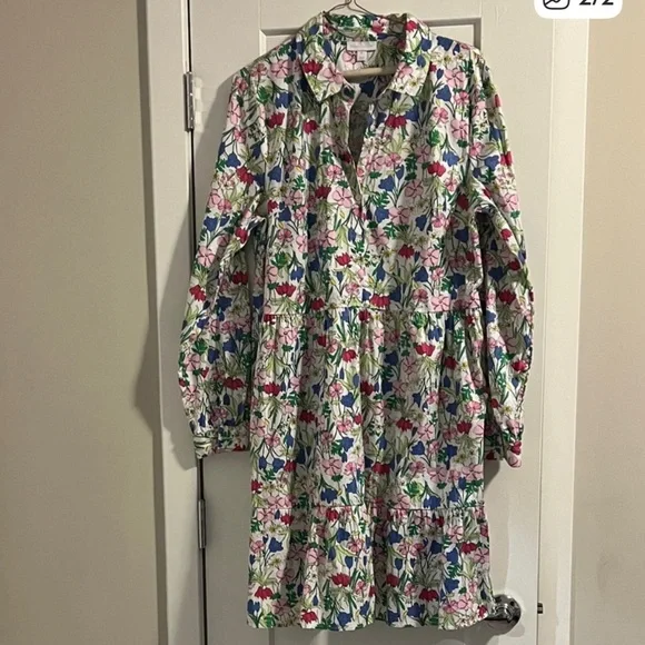 Charter Club White Garden‎ Party Long Sleeve Dress, Size XL - Picture 2 of 2